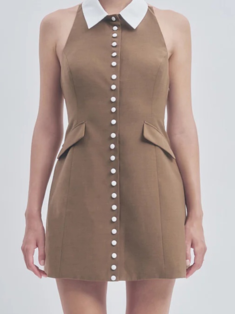 Maude Club Leoni Dress Strapless Brown Halter Mini Dress